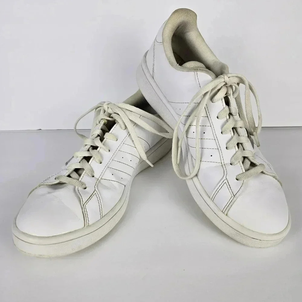 Adidas Grand Court 2.0 Women's Tennis Shoes With Silver Metallic Stripes Size8.5